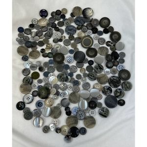 Large Lot Variety Assorted GRAY Vintage 100+ Buttons Shank Various Sizes Flat